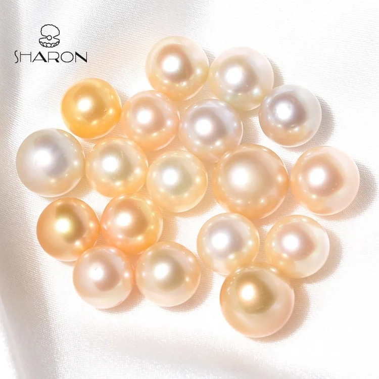 
Bulk High-Quality 12-15mm AA+ Near Round Natural Cultured Seawater Loose South Sea Golden Pearls For Jewelry Making 