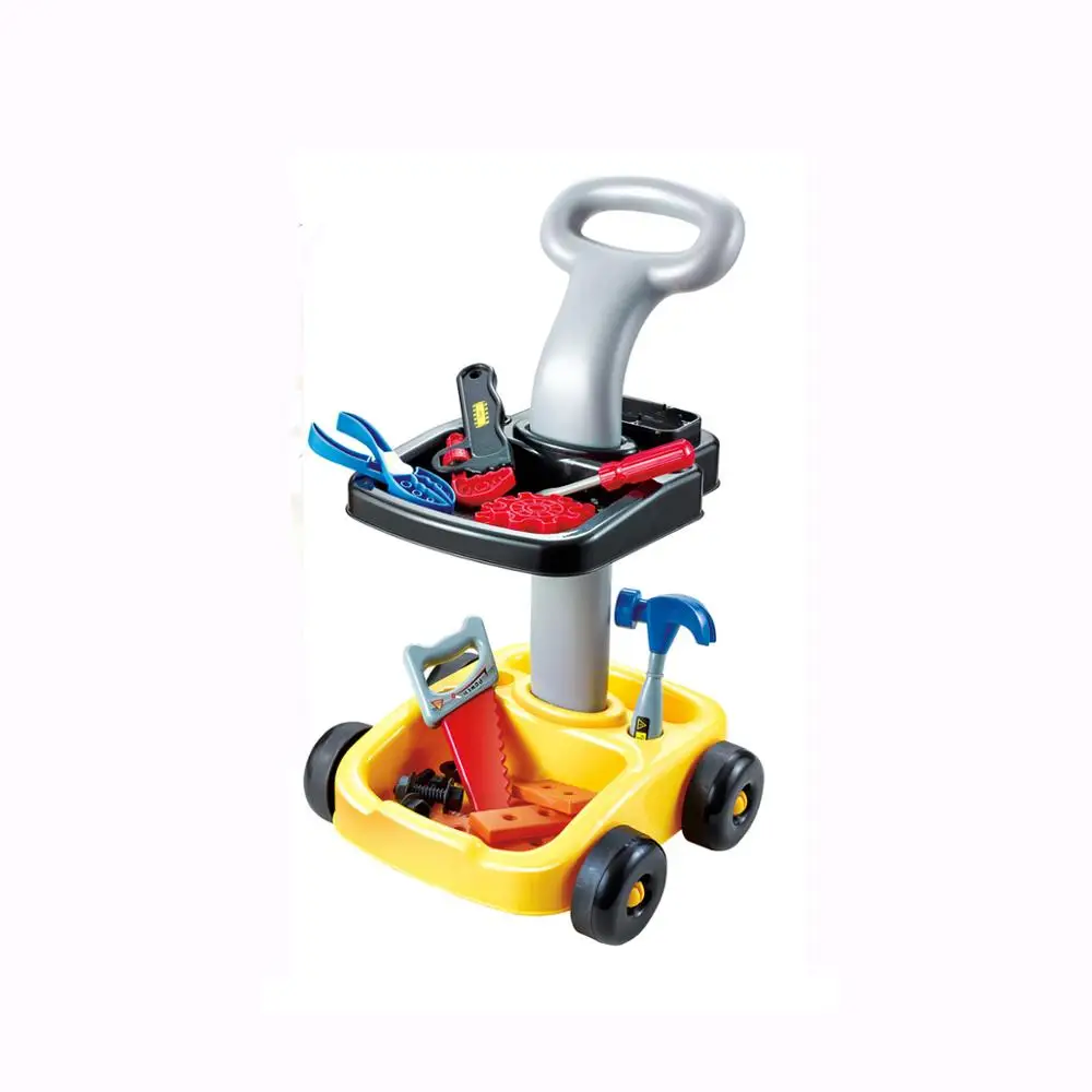 Wholesale high quality plastic hand push kids tool cart set toy