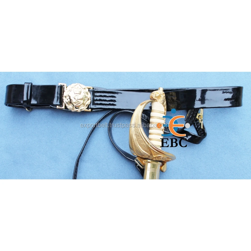Vinyl PVC Ceremonial Belt Slings Customized Sword Belt & Sword Slings Gloss PVC Officers Pattern Ceremonial Sword Under Belt
