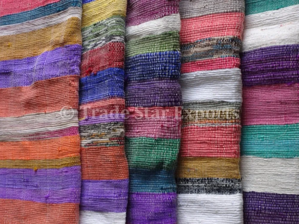 Handloom vintage rug chindi indian dhurrie rugs carpets flooring yoga mat