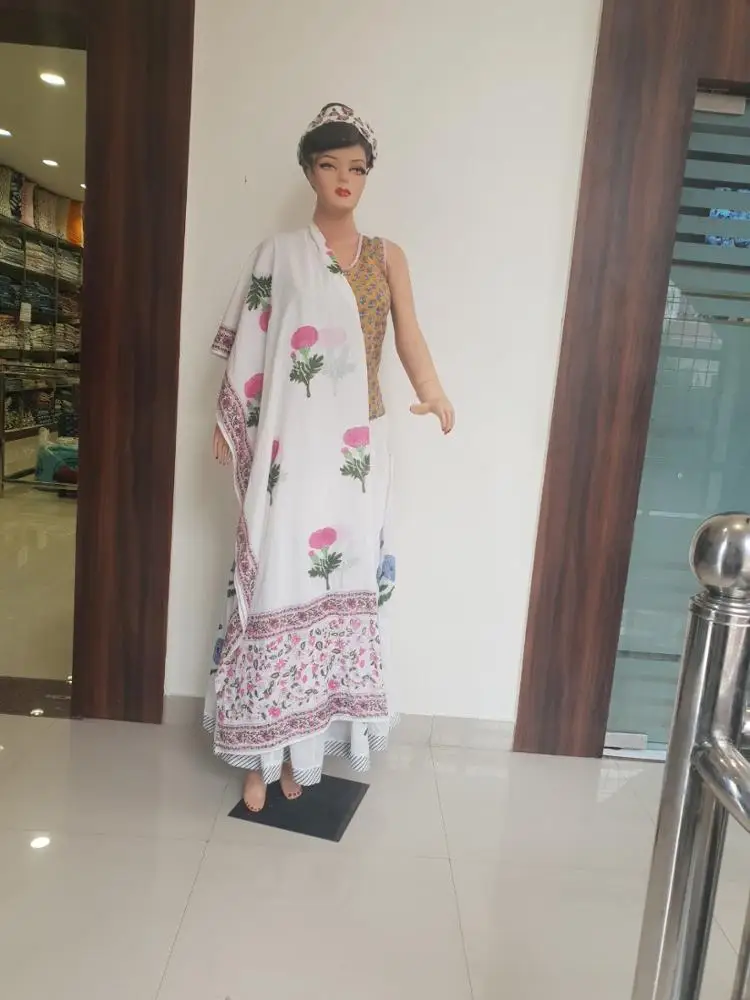 Indian Manufacturer Handmade Printed Casual Wear Pure Cotton Women New Print Long Stoles Dupatta