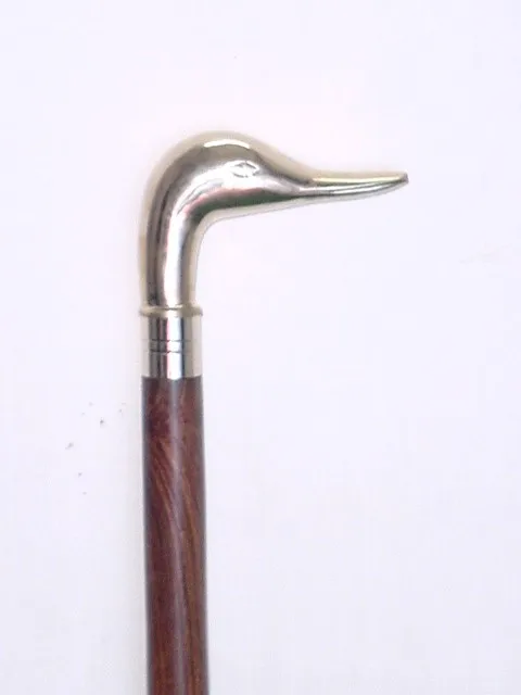 Hot Selling Wooden Walking Stick with Brass duck handle/ Wooden Walking Cane with brass metal duck handle