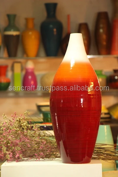 
bamboo lacquer vase; bamboo decorative vase; red bamboo vase 