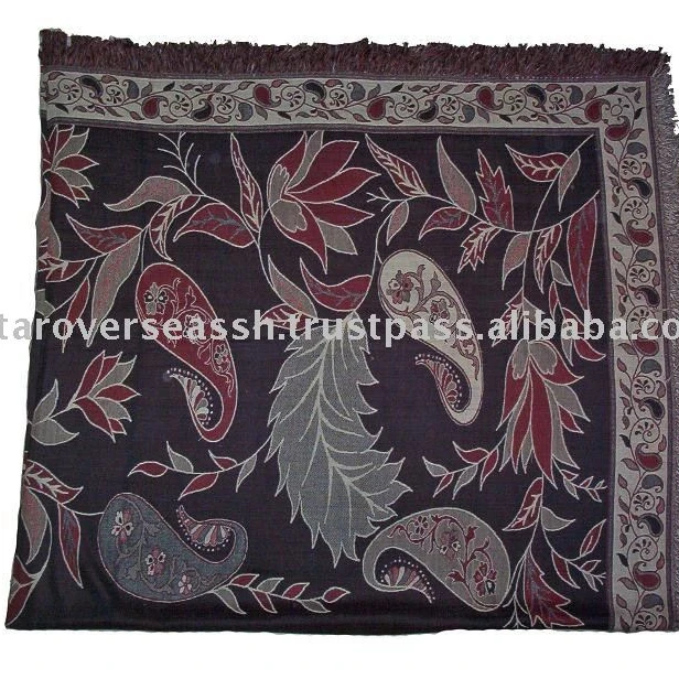 Wool Bedspreads in Traditional Pashmina Paisley Styles Hotel YARN DYED Jacquard 100TC Woven 60
