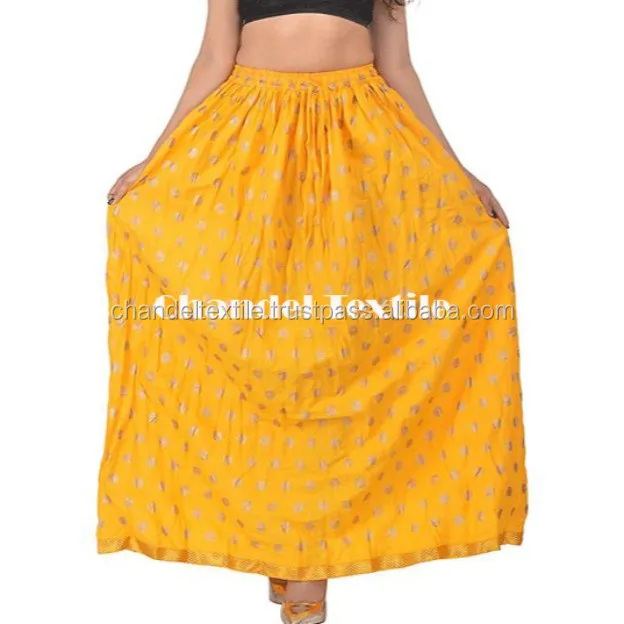 Jaipuri maxi skirts Printed Casual Fashionable Skirt Ethnic Bollywood Style Designer With Golden border wraps skirts