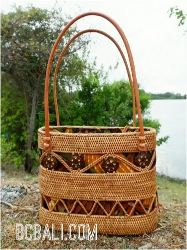 bali hand woven straw tote bag grass ata full handmade ethnic