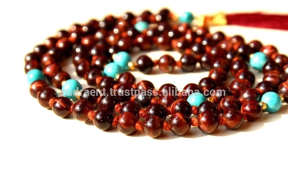 Red Tiger Eye 108 Beads Tassel Mala Unisex Classic Wedding Party Gift Featuring Turquoise Pearl Diamond Classic Buddhism Chains