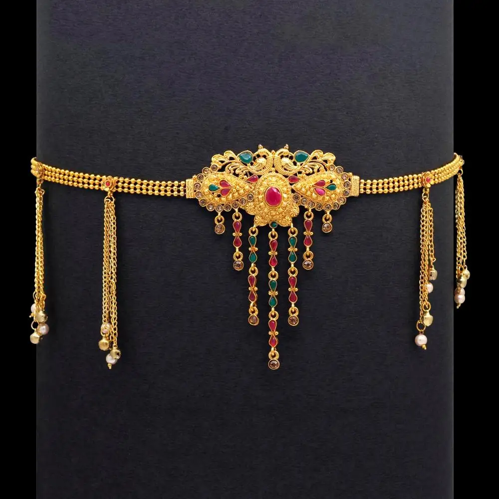 All New Maroon & Green Color Rhinestone Kamarbandh