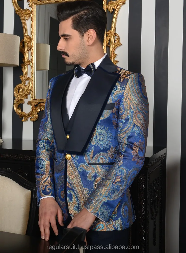 
Custom Made Blue Coat Pant Wedding Men Suit 