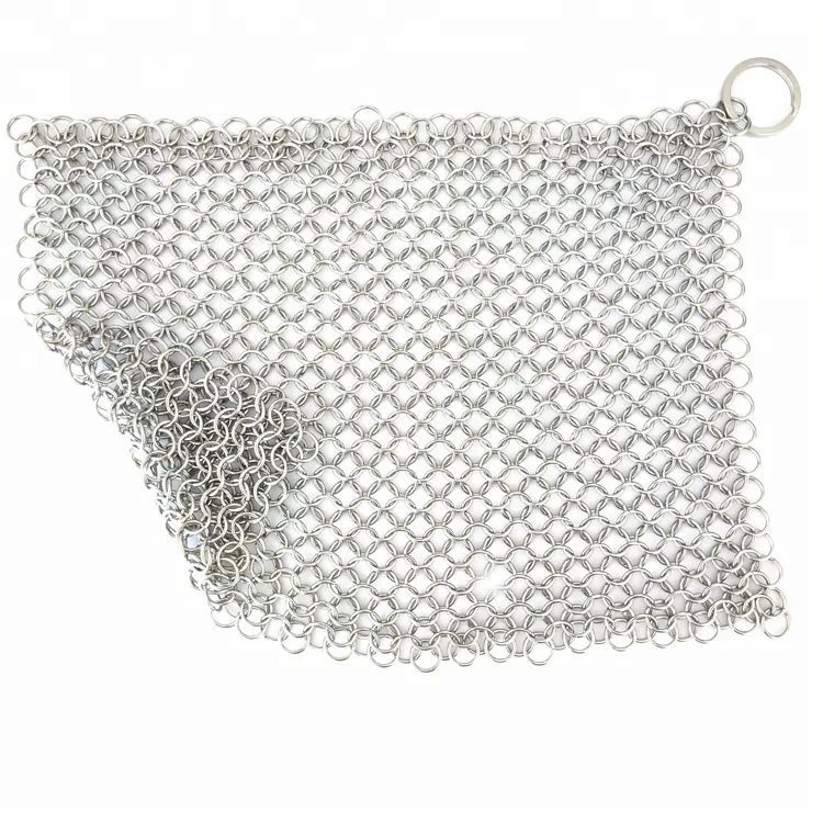 Hot sale kitchen stainless steel chain mail mesh scrubber