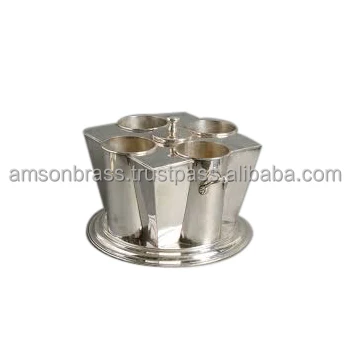 Tabletop Nickle Plated Finished Hammered Wine Bucket Base Square