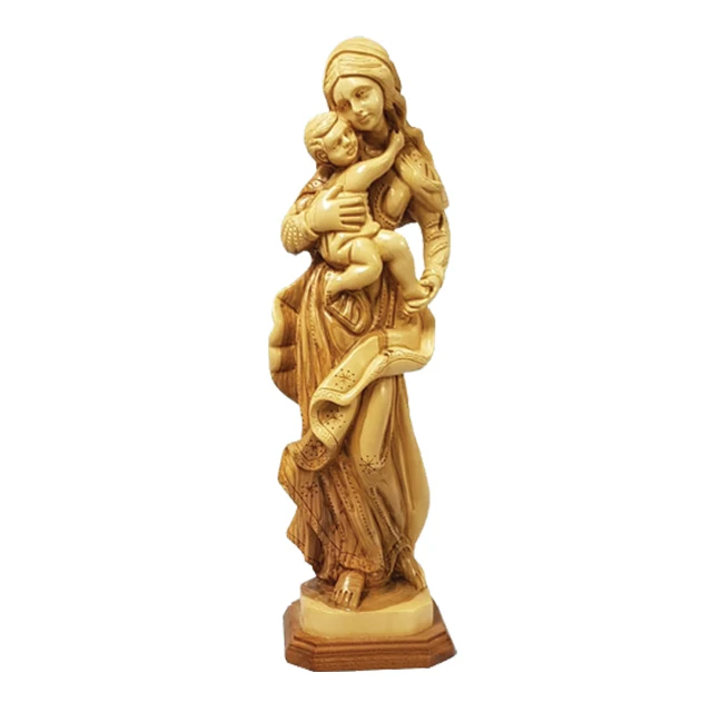olive wood virgin Mary artistic statue carving