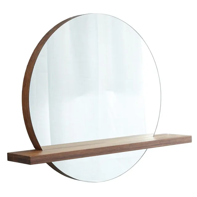 
 Деревянная настенная овальная полка с зеркалом (одна)  