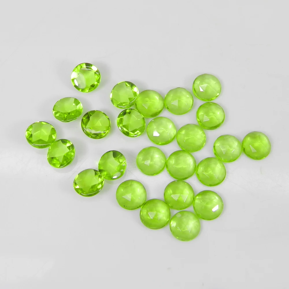 Natural peridot round rose cut cab 6mm semi precious stone AAA quality loose gemstone for jewelry