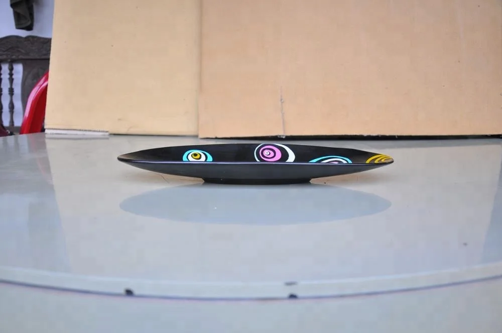 Best quality multicolor lacquer plate with leaves/oval shaped made in Vietnam