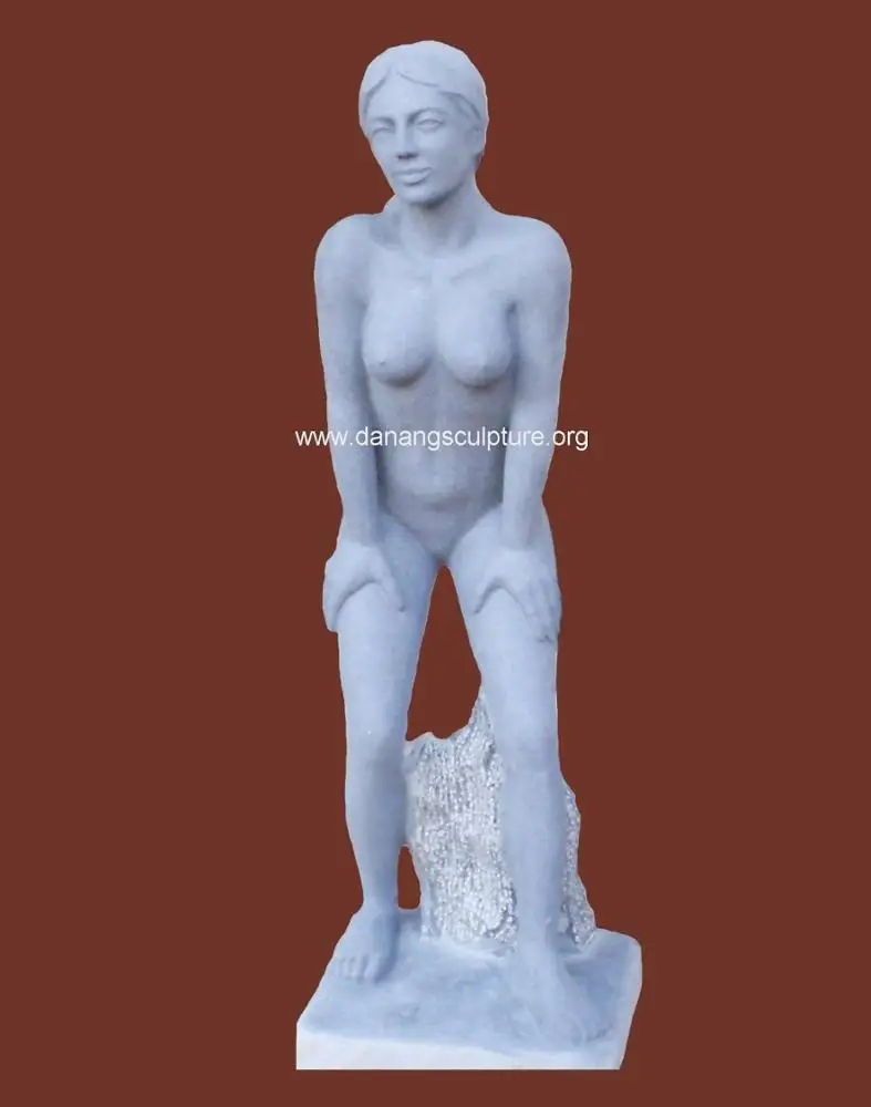 Outdoor Life Size Stone Female Sculpture Nude White Marble Girl Statue DSF-A032