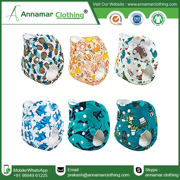 Baby reusable cloth pocket diaper adjustable snap  8 layer inserts OEM reusable cotton diaper with custom logo