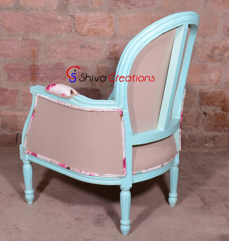 Latest Design 2017 Wooden Carved Frame Upholstered Living Room Sofa Chair