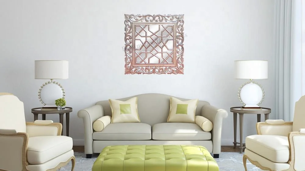 Wooden Hand Carved Wall Decor Hanging Mirror Panel Designer MDF Wood Wall Decor Mirror Panel From Indian Manufacturer & Exporter