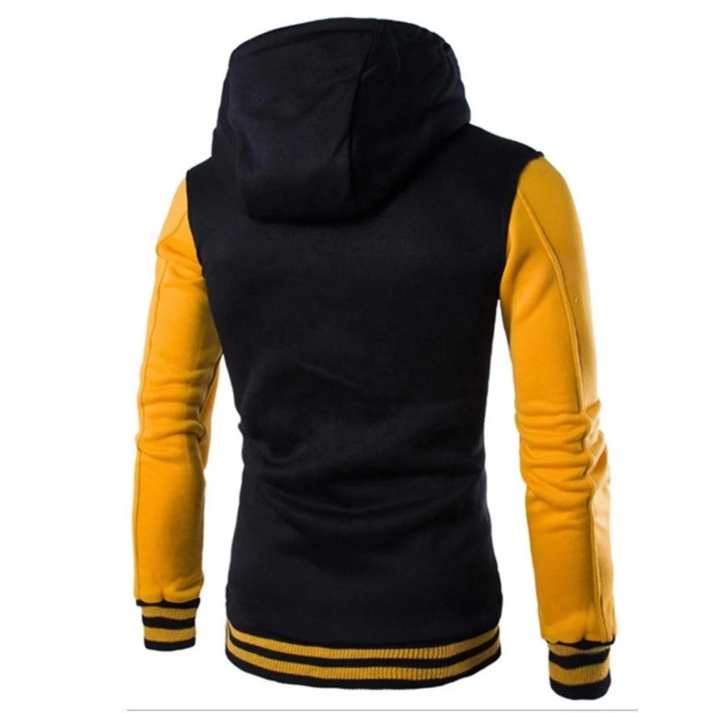 2018 Fashion Hoodies Men Single Breasted Hip Hop Mens Brand Mixed Color Hooded Varsity Style Hoodie Slim Fit Men Hoody FSW-4338