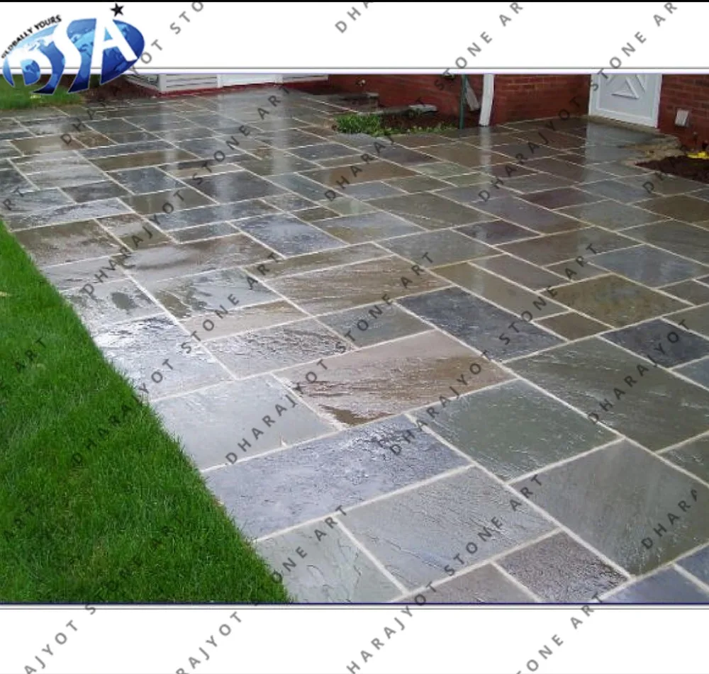 
Indian Raj Green Semi Polished Sandstone Tile 