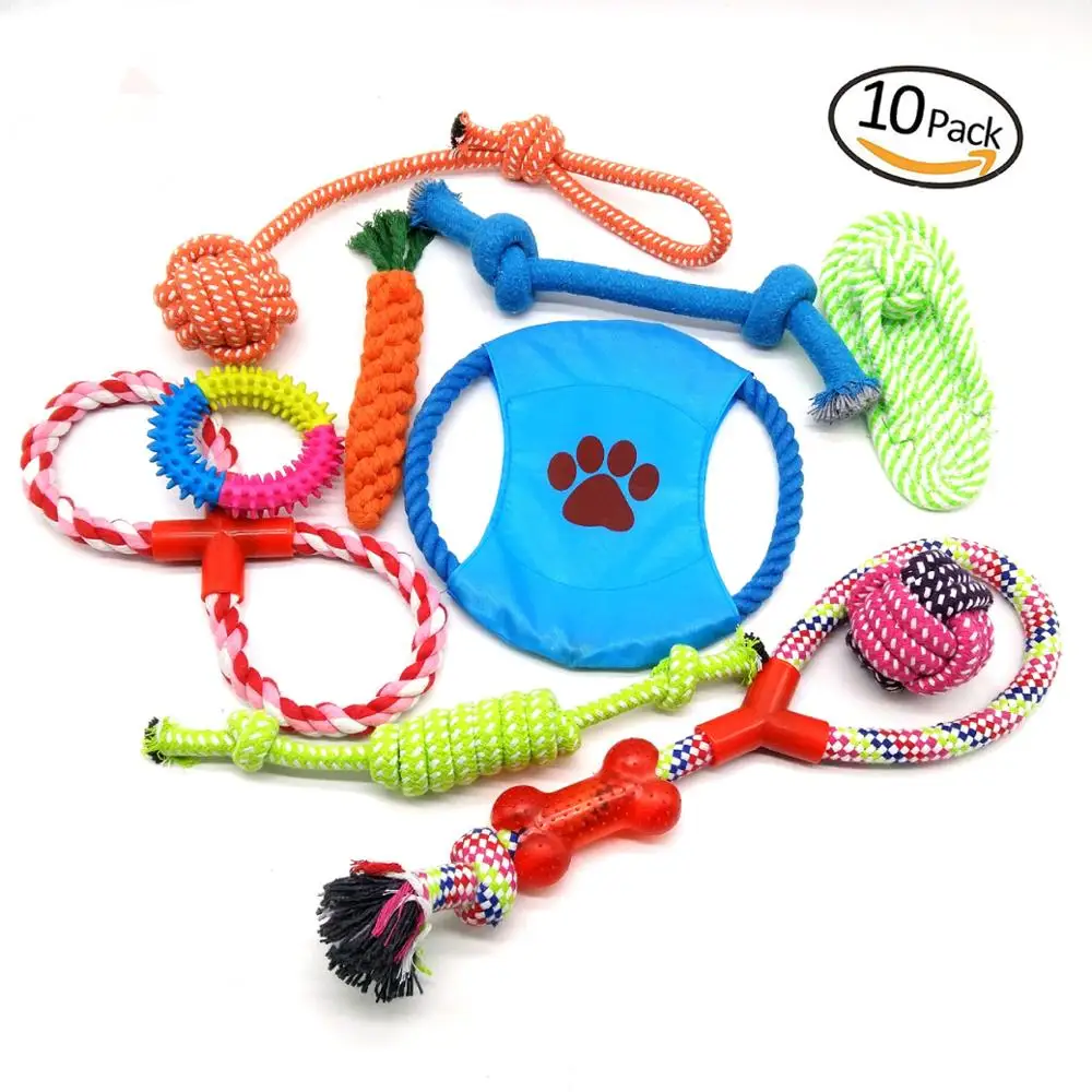 
Durable Soft Cotton Rope Dog Toys Pet Toothbrush Chew Pack Custom Dog Toy Set 