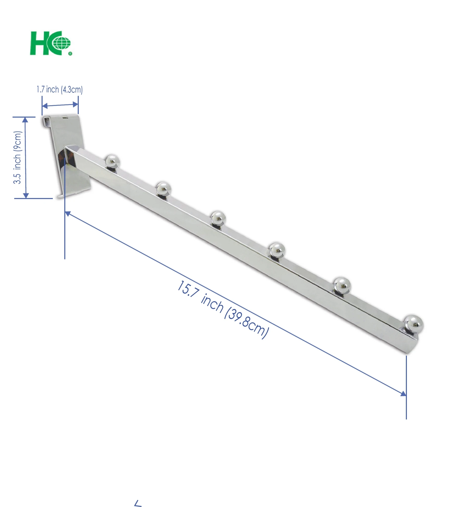 Chrome metal square tube hook with 6