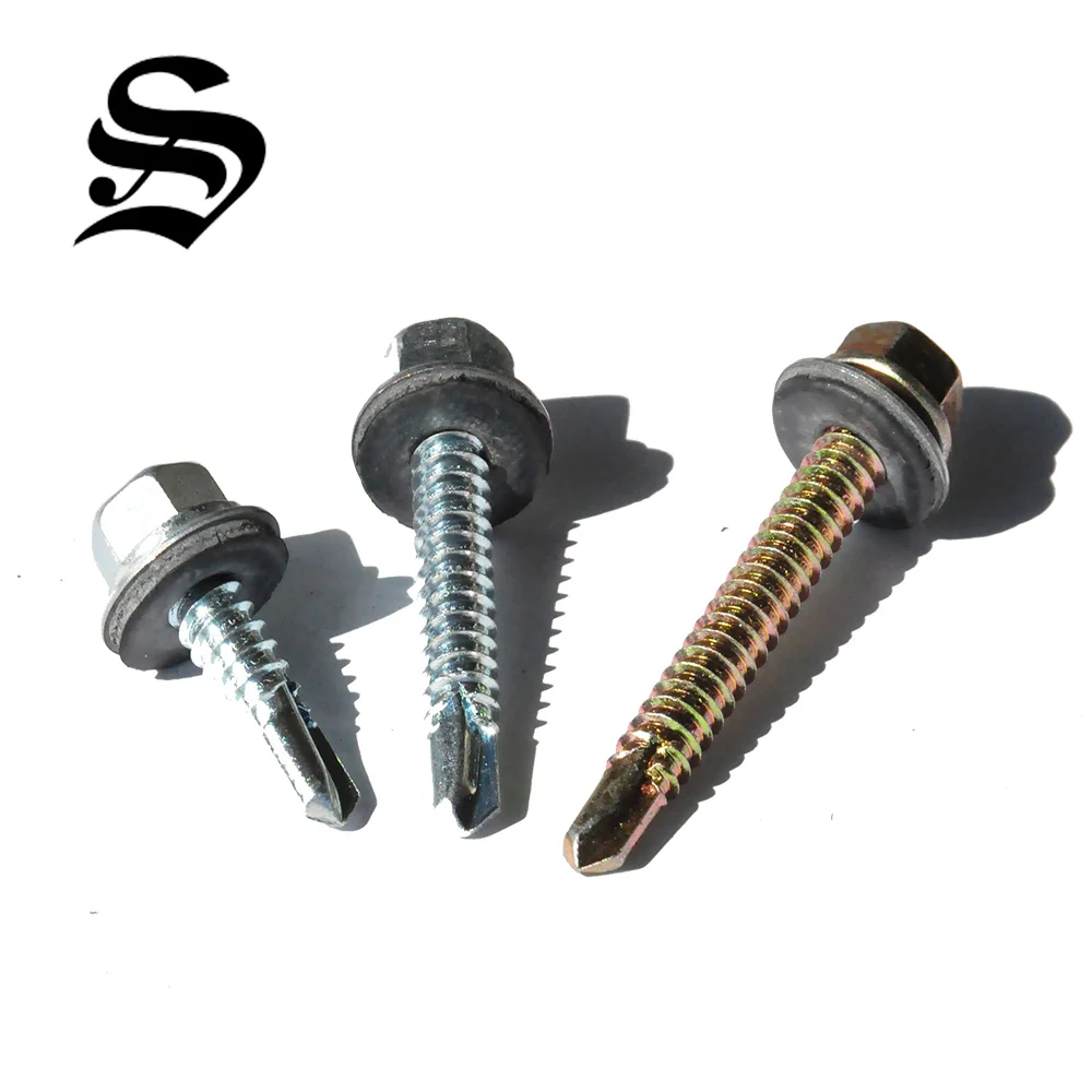 
High strength ind hex head metal TEK self drilling screw with EPDM washer 