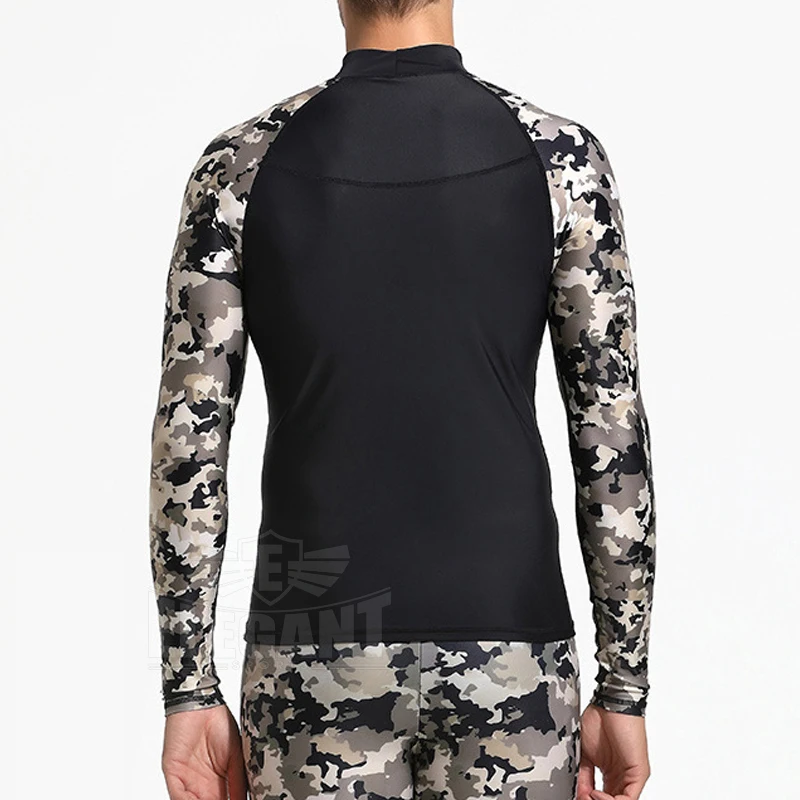 Camo Rash Guard Men Long Sleeve Rashguard Swim Shirt Surf Lycra Rash Guard Swimwear For Men Diving Wetsuit Top