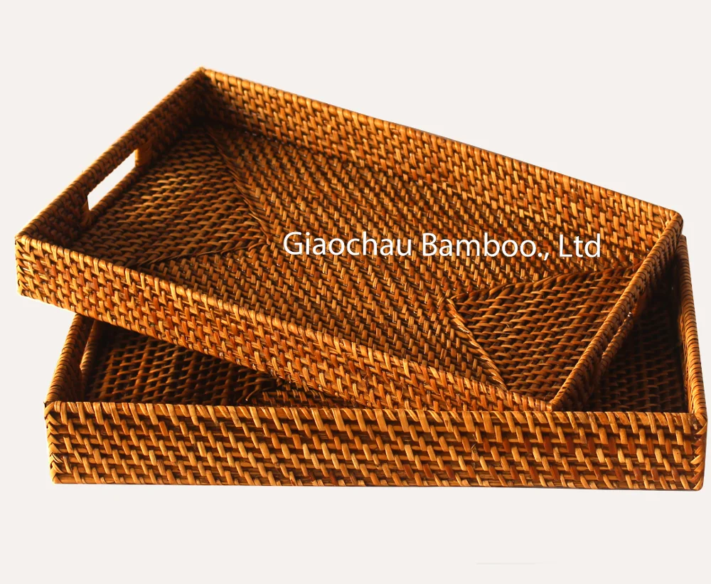 
 Прямоугольная плетеная корзина из ротанга, лоток для хранения из ротанга  