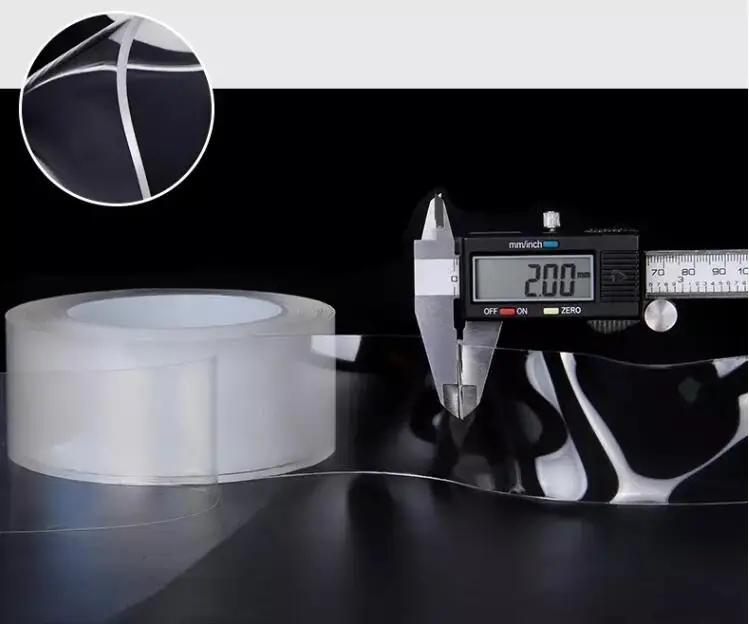 Washable Adhesive Tape nanoTape 5M/16.5Ft,The Reusable Adhesive Silicone Tape,Free to Remove, Reusable Traceless,Stick to Glass,