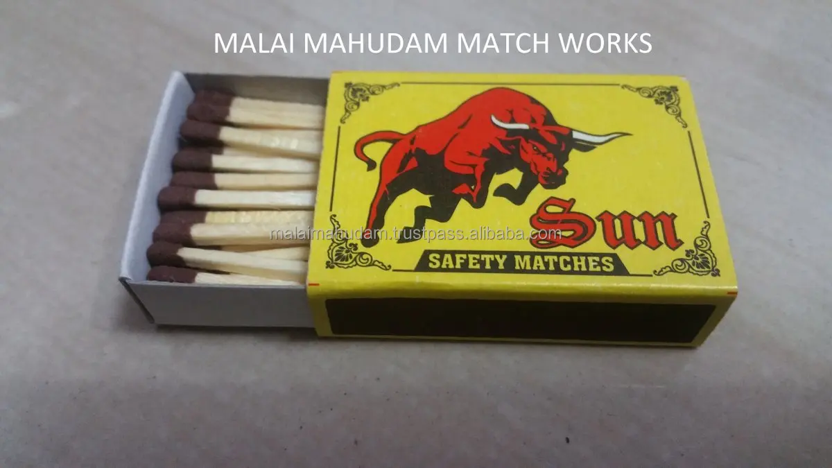 Premium Quality Safety Matches Black & Colorful Stick Match Sticks in Wooden Box for Kitchen Use