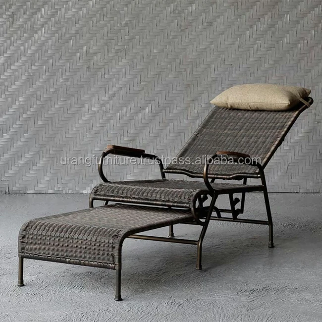 Leisure Outdoor Rattan Double Sun Bed Rattan Wicker Chaise Lounge Black Yellow White Beach OEM Frame Gray Style Modern Furniture