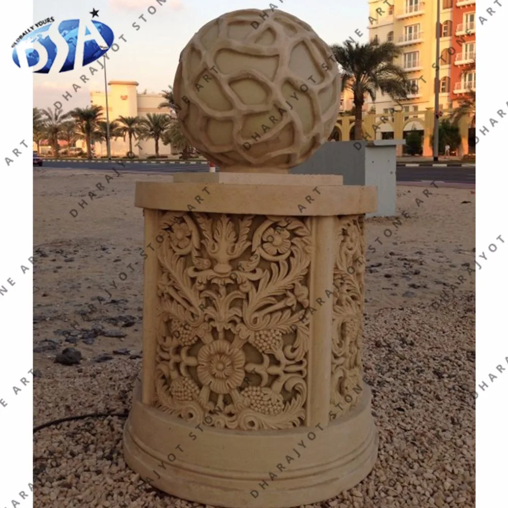 hand carved garden decor Stone Carved Ball