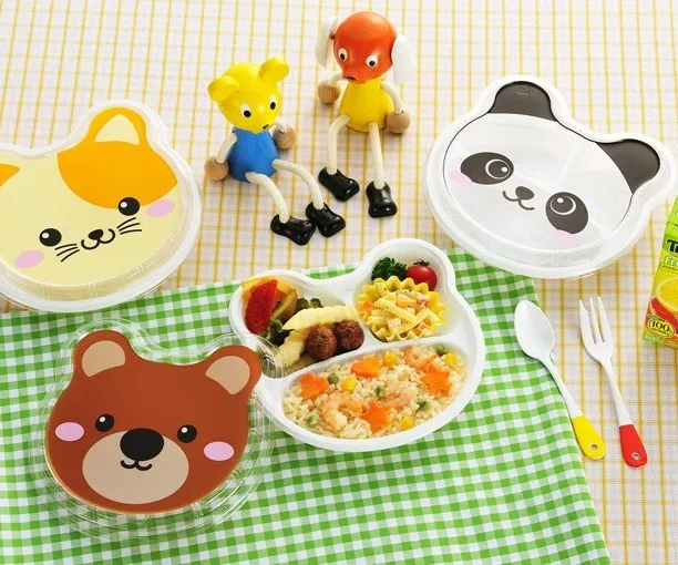 Cute Japanese Bento Lunch Container Plastic Storage Boxes Food Disposable TY-1 Panda Tray Set Aminal Kids Accept JP