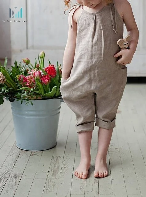 Organic baby Linen jumpsuits, Harem Girls jumpsuit, birthday outfit Baby Romper clothes lots