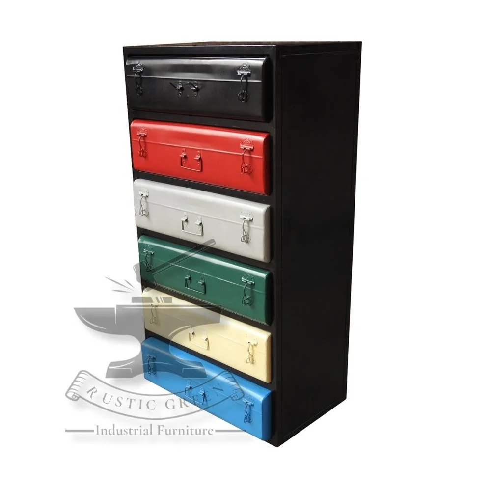 Industrial Vintage Metal Tall Chest of Drawer