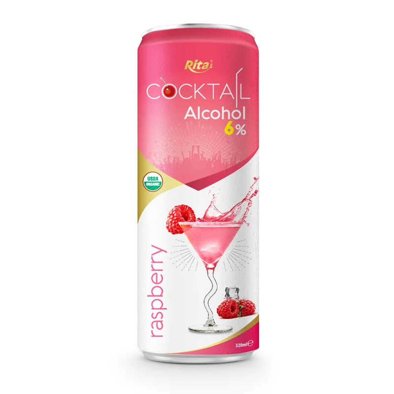 320ml Aluminum Can Good Taste Redgrape Flavor Cocktail Fruit Drink Beverage 6 % Alcohol 100 Rita Vietnam for Adults 200 Cartons