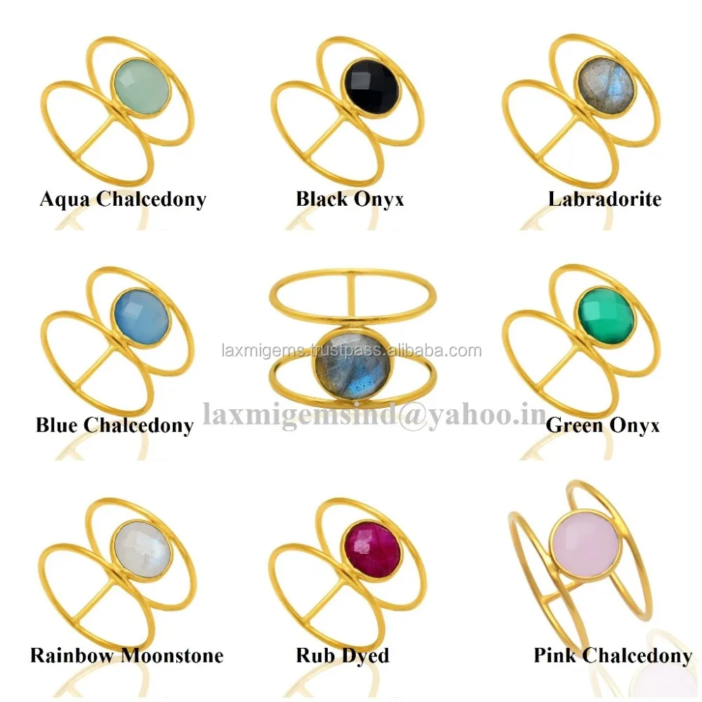 Natural Gemstone in faceted round shaped wholesale 925 sterling silver rings jewelry