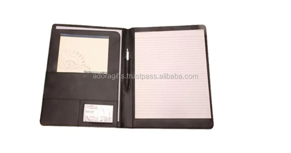 Pu leather folder portfolio with calculator holder / eco-friendly file folder style portfolio / hanging file folder bag