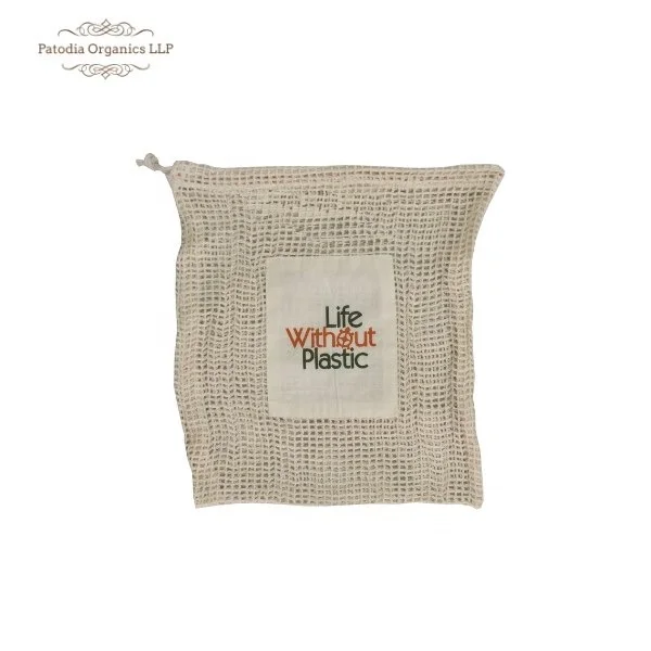 GOTS Certified Portable Organic Cotton Mesh Bag for Packing Storage