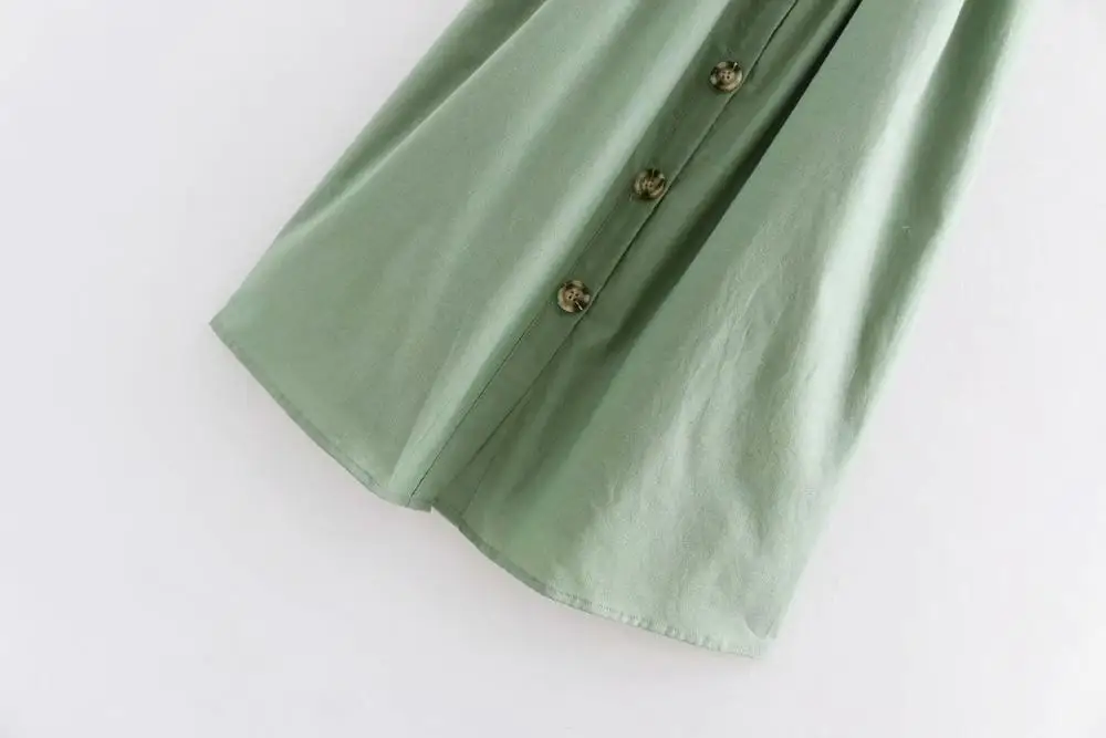 Summer Casual Cami Button Up A-Line Dress Women with Tie-Up Ribbon