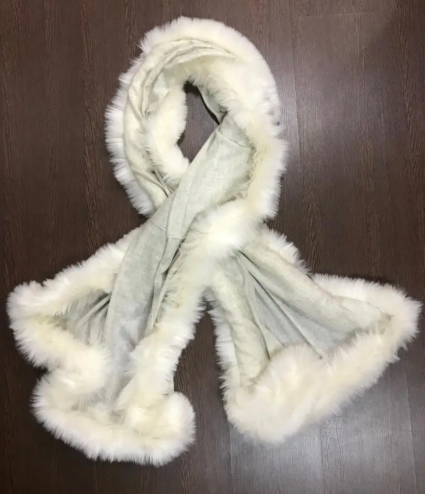 New Edition Natural Look Super Soft Luxury  Cashmere Scarf with Faux Fur
