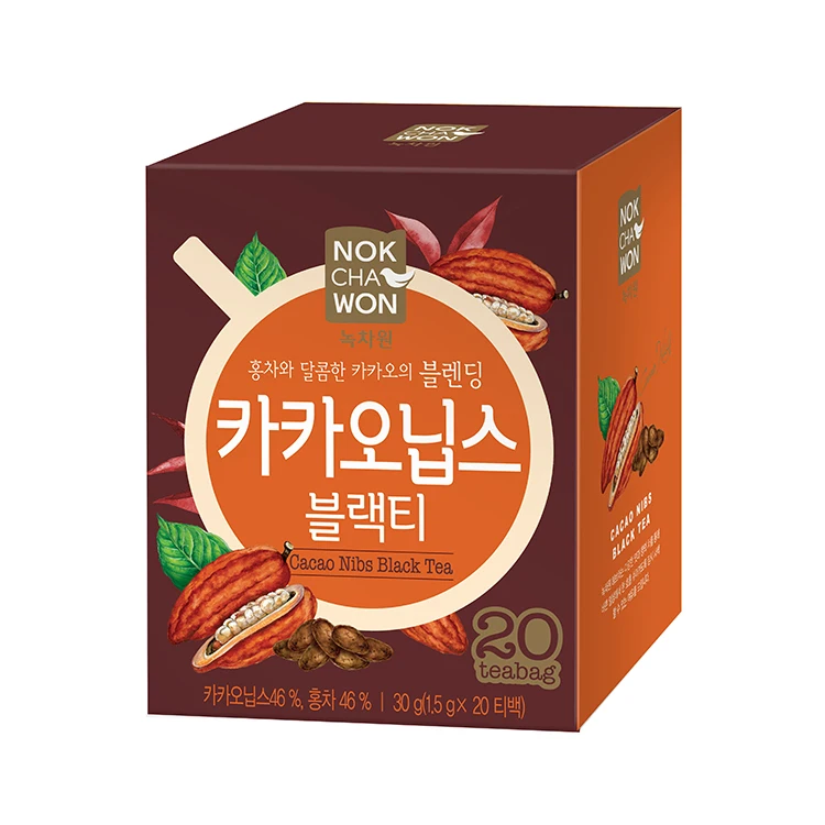 Selected organic cacao nibs black tea extract sugar rose good quality high satisfaction tea made in KOREA