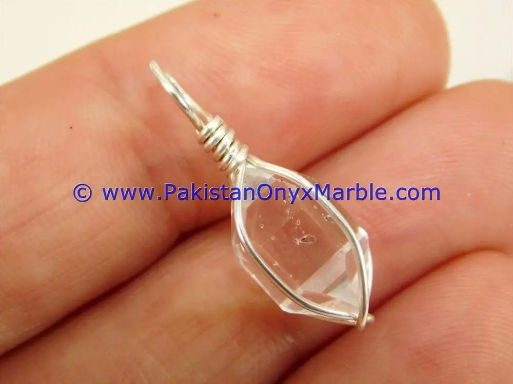 Herkimer Diamond Double Terminated Sterling Silver Pendant Quartz Crystal Jewelry for Gift Number Pattern Charm