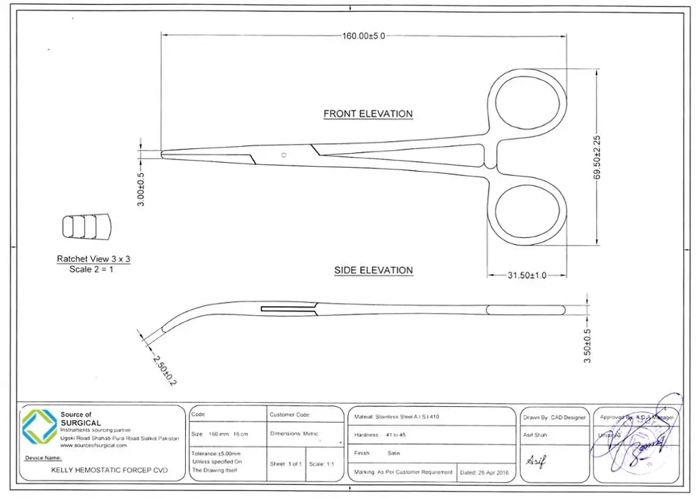 Kelly Hemostatic Forceps