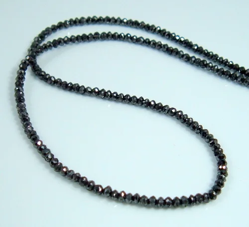 2mm Natural Black Diamond Stone Faceted Rondelle Gemstone Beads Strand From Wholesaler at Factory Price