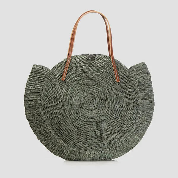 Crocheted Round Bag in Raffia