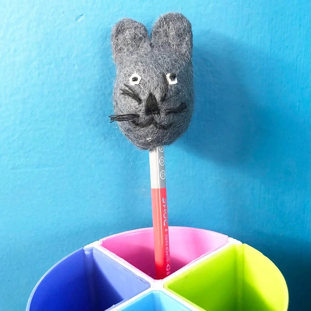 FPT-001, Kids School Supplies, Felt Pencil Holders with Animal Heads and Toys, Pencil Cases and Covers, Felted by Nepalese Women