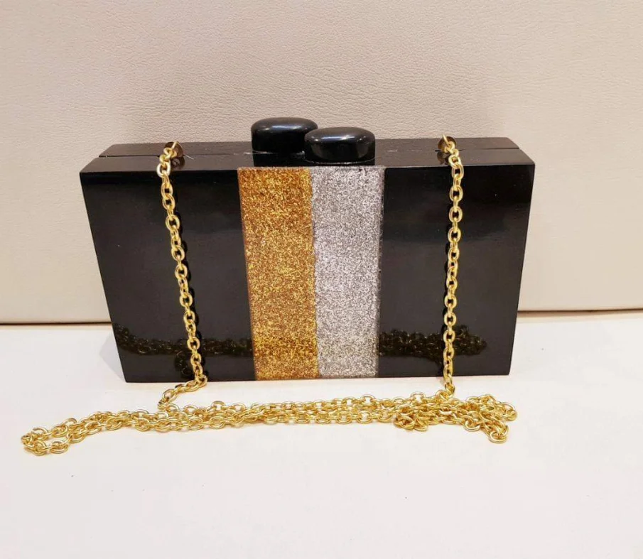 Luxury Crafts Resin Clutch Handbags Rhinestone Evening Bags Women Fashionable Box Pattern Party Wedding Accessories Direct India